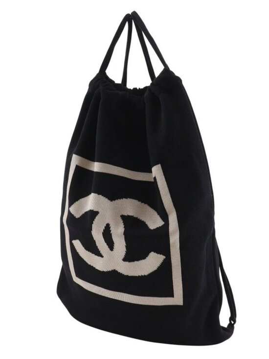 CHANEL knapsack Backpack Daypack Sports line black cotton unisex main image 6